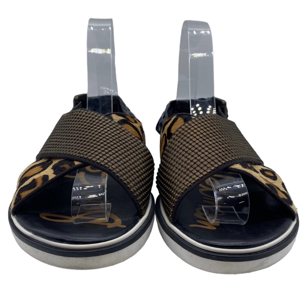 Sam Edelman Sandals Jolan Leopard Calf Hair Leather Crisscross Flat Casual Sz 6 - Picture 6 of 13
